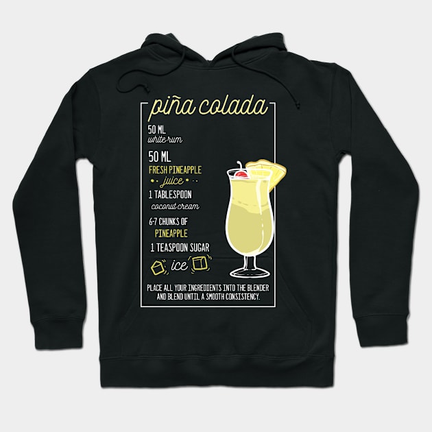 Pina Colada Cocktail Bar Drinks Barkeeper Hoodie by amango